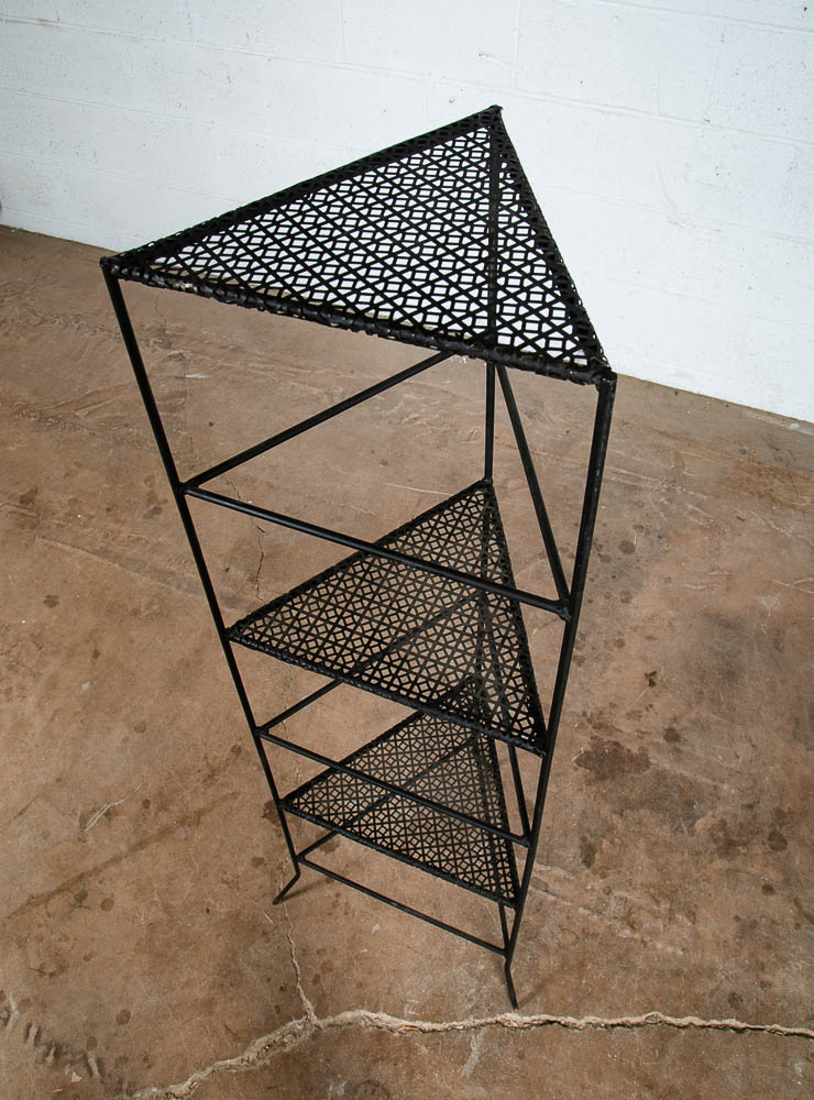Mid Century Modern Plant Stand Corner Metal Wrought Iron Vintage Outdoor Indoor - Image 7