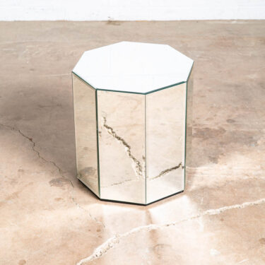 Mid Century Modern Side Table Mirrored Mirror Octogon Regency Vintage Full 70s