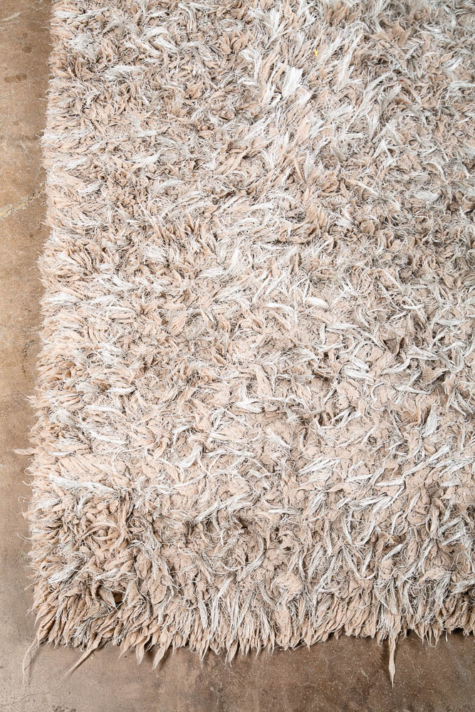 Mid Century Modern Shag Rug Wool Tan Canvas 90x65 Wool Vintage Retro - Image 6