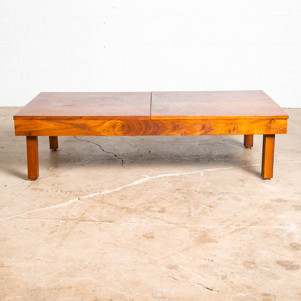 Mid Century Modern Coffee Table Sliding Walnut Brown Saltman Expanding John Keal - Image 5