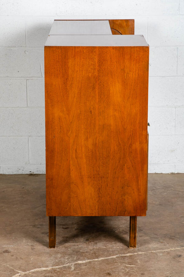 Mid Century Modern Desk Mainline Hooker Roll Top Walnut Tambour Door Secretary M - Image 4