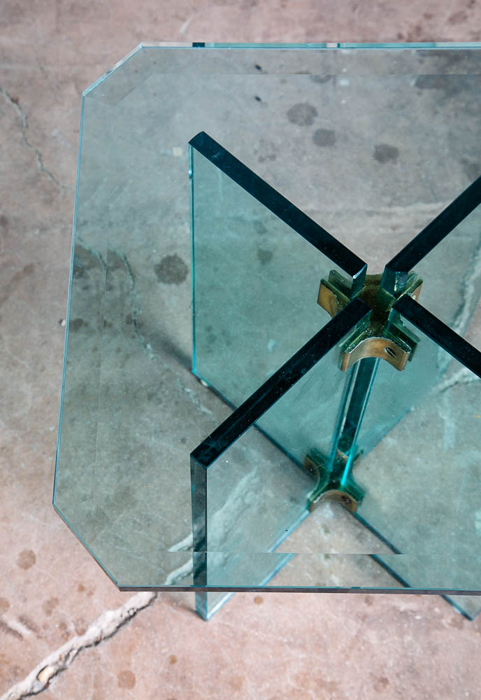 Mid Century Post Modern Side Table Glass Leon Rosen Pace Collection End Brass - Image 7