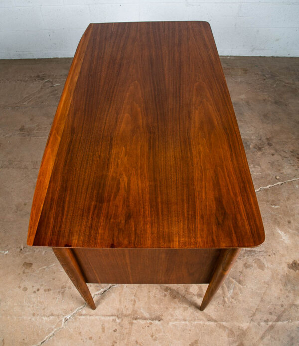 Mid Century Modern Desk Bassett Walnut Office Vintage 4 Drawers Executive Danish - Image 7