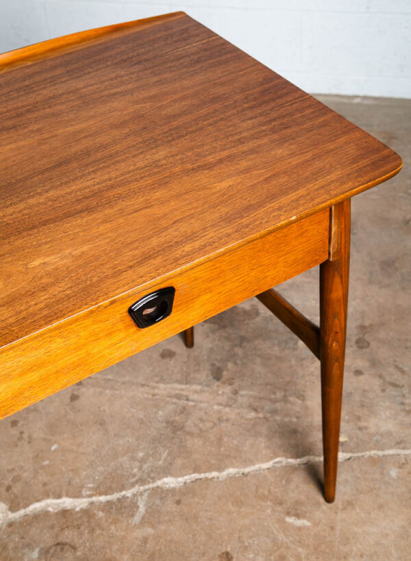 Mid Century Modern Desk Bassett Walnut Office Vintage 4 Drawers Executive Danish - Image 12