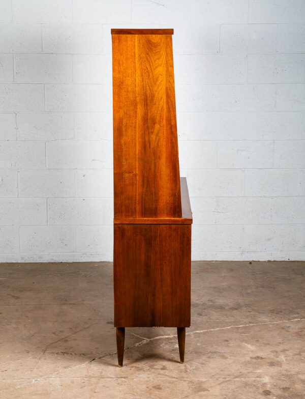 Mid Century Modern China Cabinet Hutch Bassett Walnut Display Vintage Drawers - Image 4