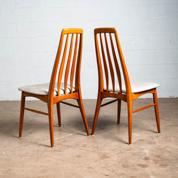 Mid Century Danish Modern Dining Chairs Set 4 Kofoed Eva Teak Wood Grey Hornslet - Image 5