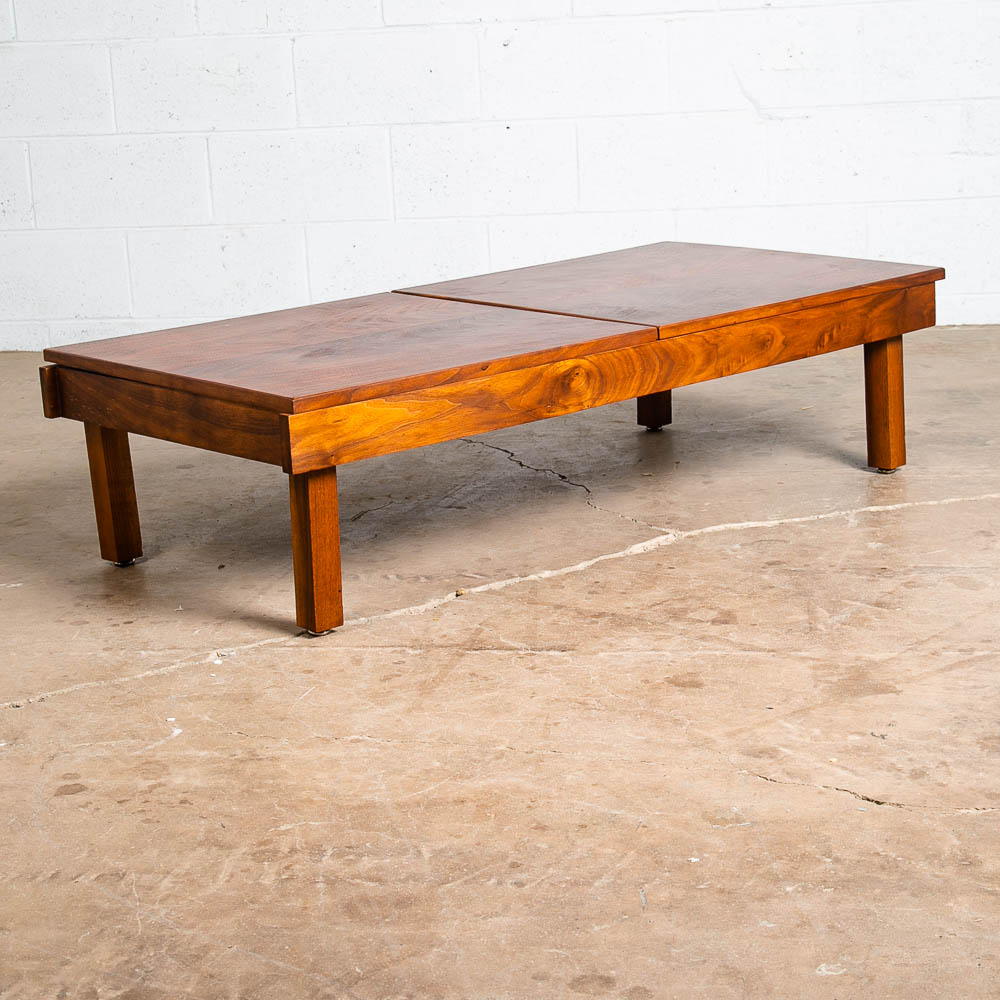 Mid Century Modern Coffee Table Sliding Walnut Brown Saltman Expanding John Keal - Image 4