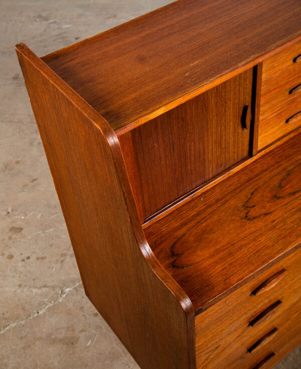 Mid Century Modern Secretary Desk Teak Tambour Doors Drawers Vanity Denmark M - Image 9