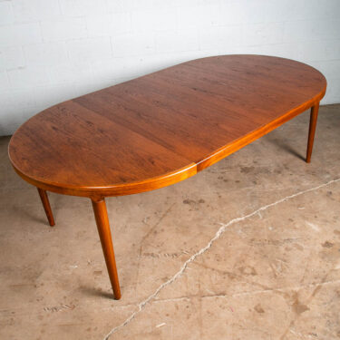 Mid Century Danish Dining Table Teak Round Expanding leaf x 2 Oval Denmark Mcm