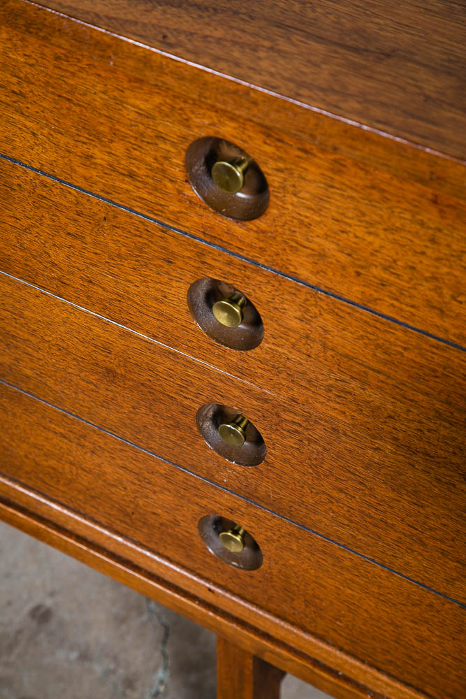 Mid Century Modern Desk Walnut Executive Office 3 Drawer United Furniture - Image 11