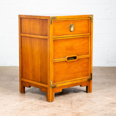 Mid Century Modern Chest 3 Drawer Side Table Walnut Drexel Brass Nightstand Mcm