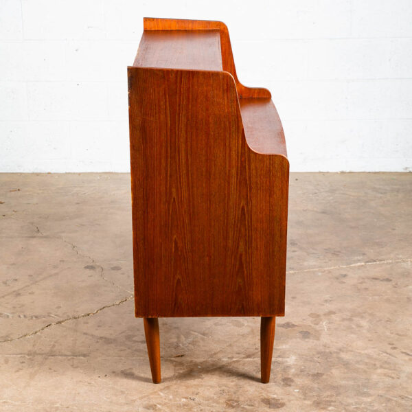 Mid Century Modern Secretary Desk Teak Tambour Doors Drawers Vanity Denmark M - Image 5