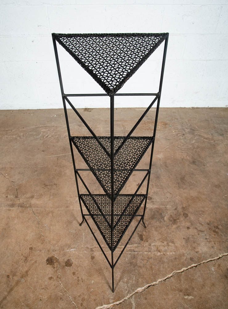 Mid Century Modern Plant Stand Corner Metal Wrought Iron Vintage Outdoor Indoor - Image 2