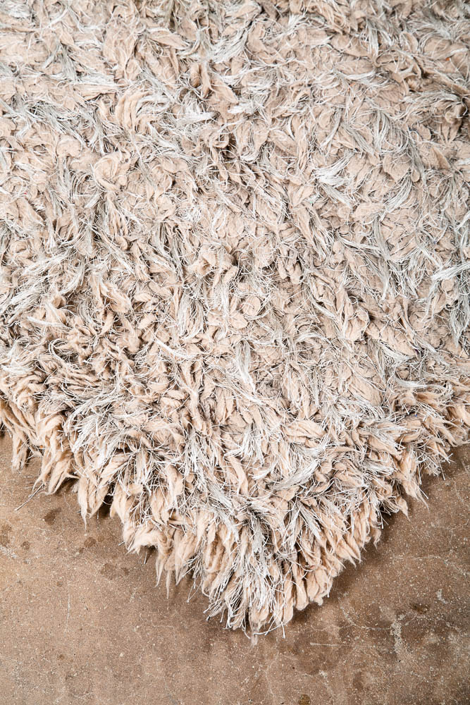 Mid Century Modern Shag Rug Wool Tan Canvas 90x65 Wool Vintage Retro - Image 9