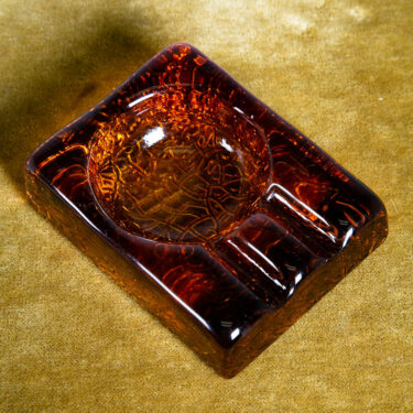 Mid Century Modern Ashtray Art Glass Orange Amber Red Vintage Mcm Catch all