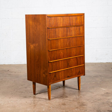 Mid Century Danish Modern Highboy Dresser 6 Drawer Solid Teak Denmark Vintage