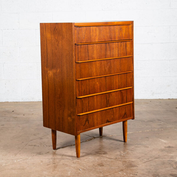 Mid Century Danish Modern Highboy Dresser 6 Drawer Solid Teak Denmark Vintage