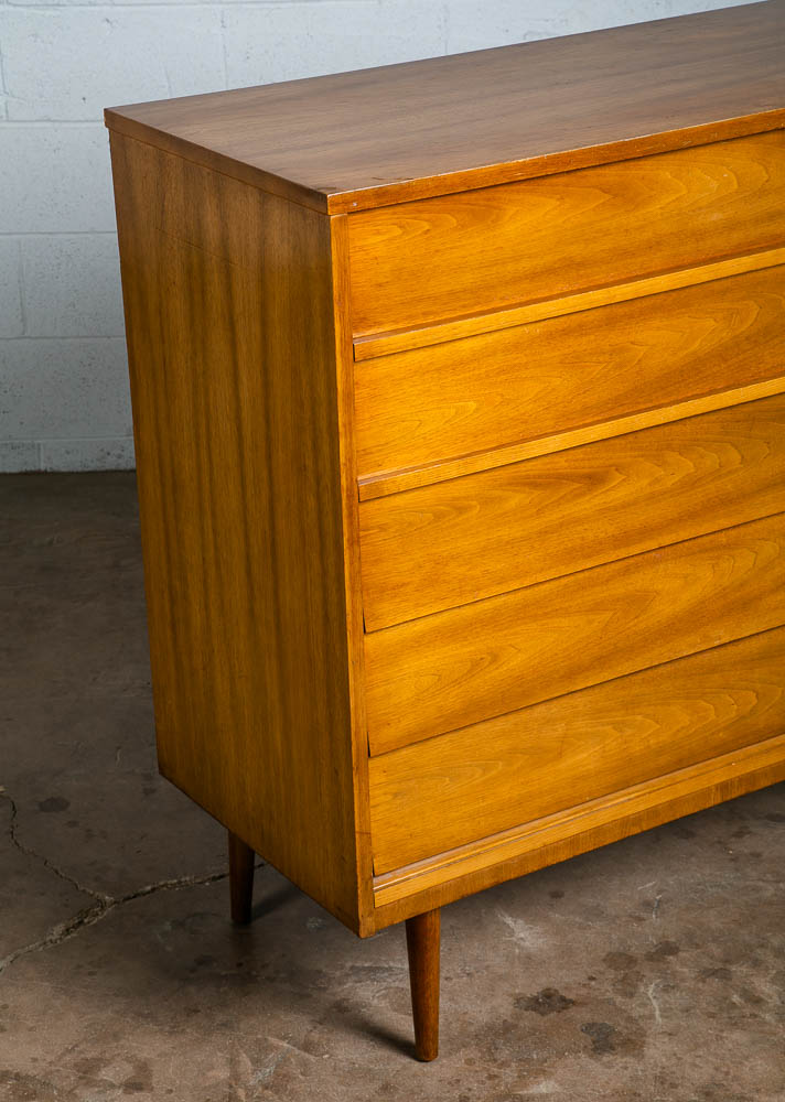 Mid Century Modern Dresser Highboy Walnut 5 Drawer Wood Chest Dixie Mcm Vintage - Image 3