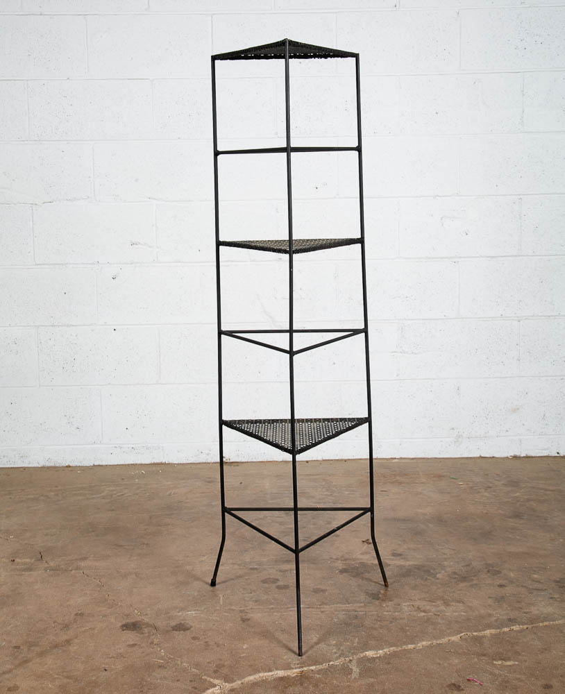 Mid Century Modern Plant Stand Corner Metal Wrought Iron Vintage Outdoor Indoor - Image 3