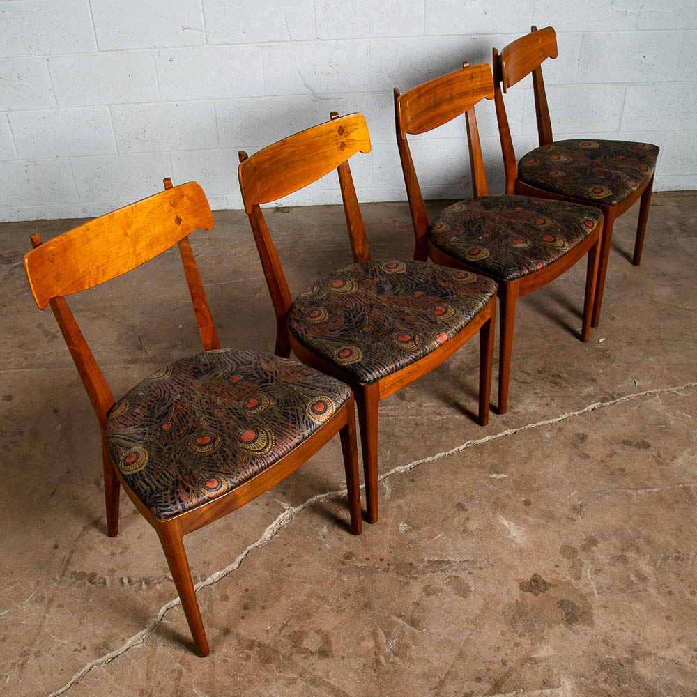 Mid Century Modern Dining Chairs 4 Drexel Declaration Kipp Stewart Seat Vintage - Image 3