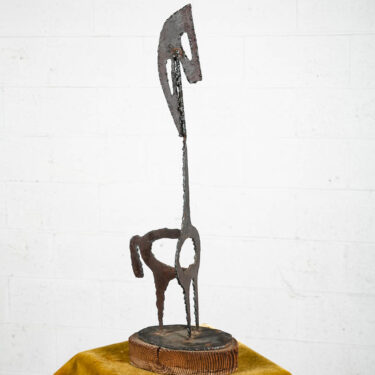 Mid Century Modern Sculpture Original Horse Metal Brutalist Folk Studio Welded