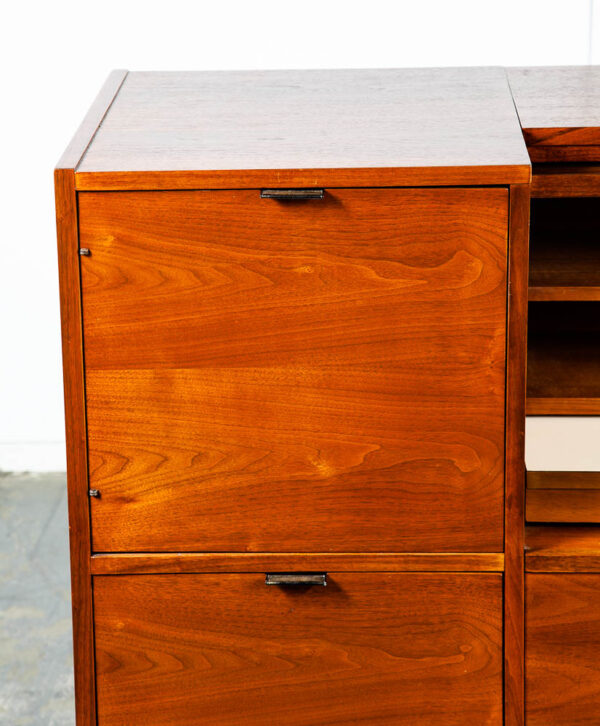 Mid Century Modern Desk Mainline Hooker Roll Top Walnut Tambour Door Secretary M - Image 11