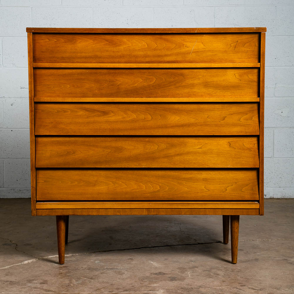Mid Century Modern Dresser Highboy Walnut 5 Drawer Wood Chest Dixie Mcm Vintage - Image 2