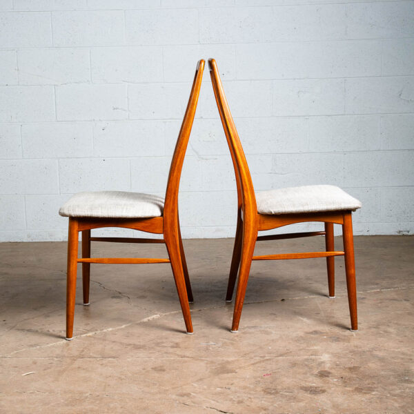 Mid Century Danish Modern Dining Chairs Set 4 Kofoed Eva Teak Wood Grey Hornslet - Image 4