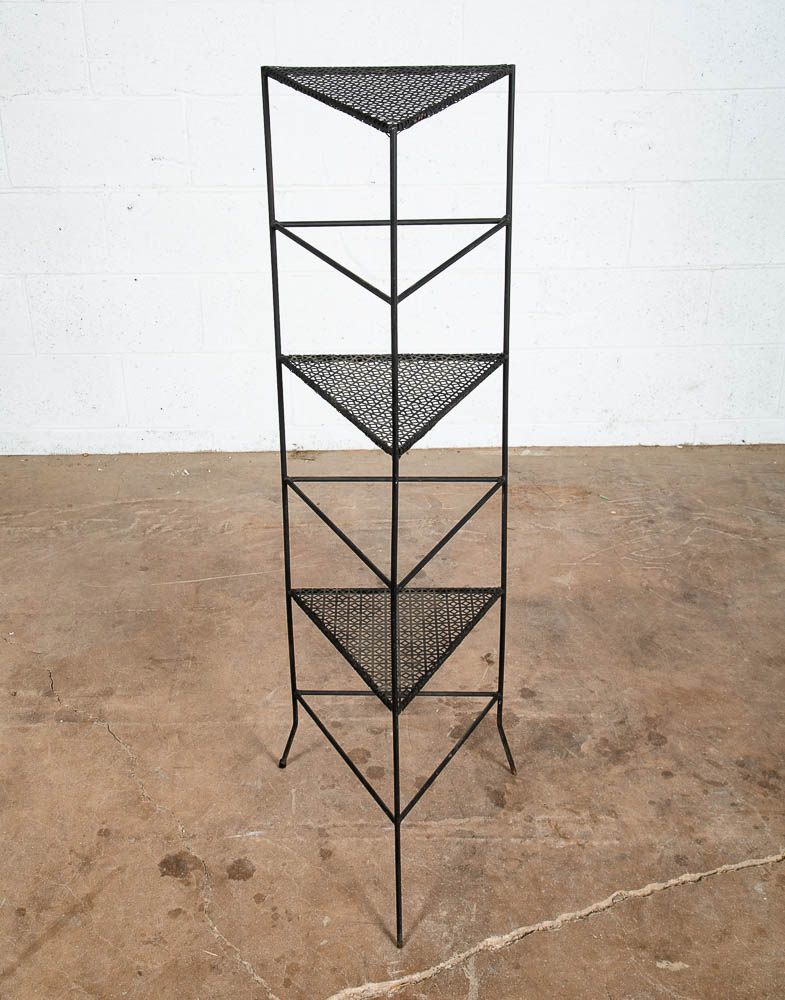 Mid Century Modern Plant Stand Corner Metal Wrought Iron Vintage Outdoor Indoor