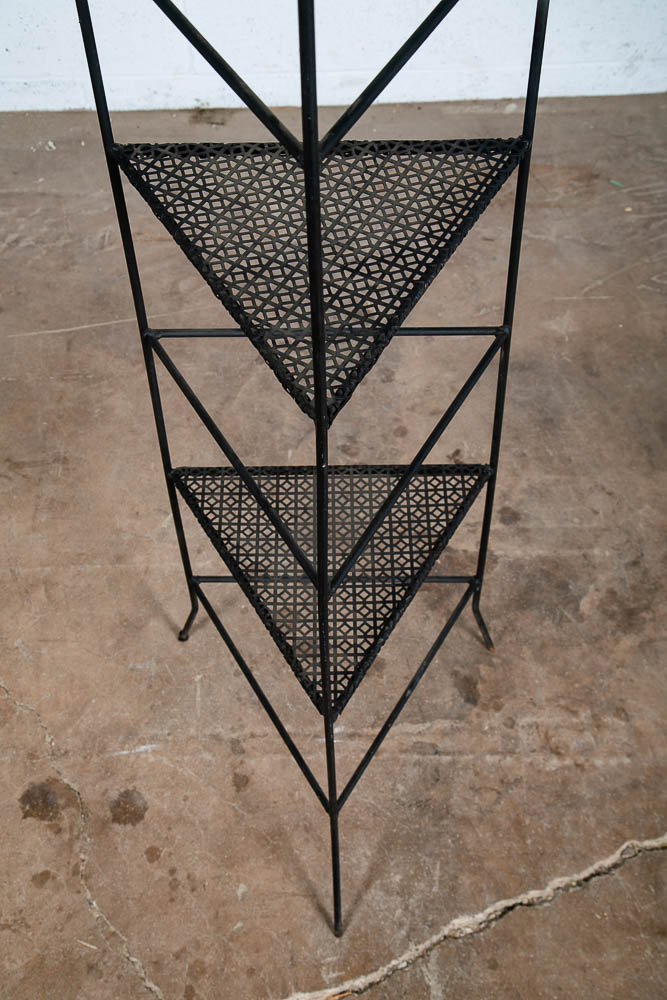 Mid Century Modern Plant Stand Corner Metal Wrought Iron Vintage Outdoor Indoor - Image 5