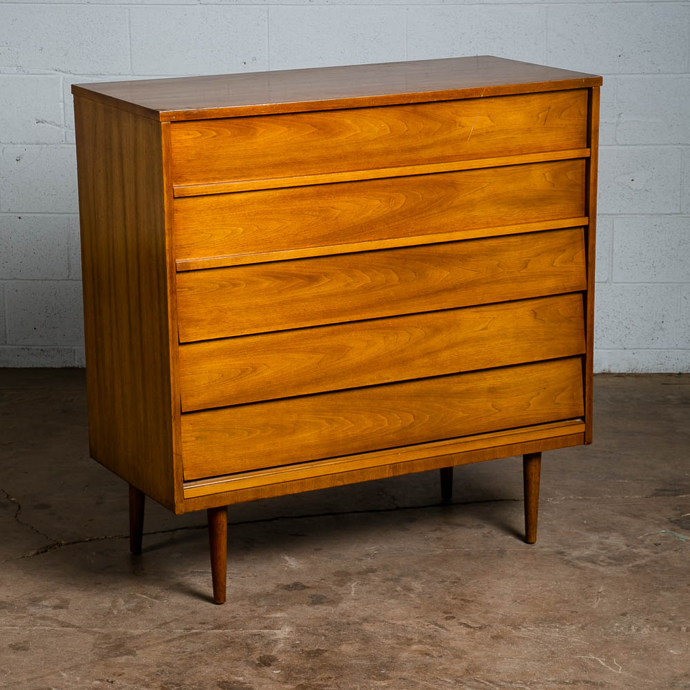 Mid Century Modern Dresser Highboy Walnut 5 Drawer Wood Chest Dixie Mcm Vintage - Image 6