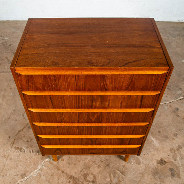 Mid Century Danish Modern Highboy Dresser 6 Drawer Solid Teak Denmark Vintage - Image 5