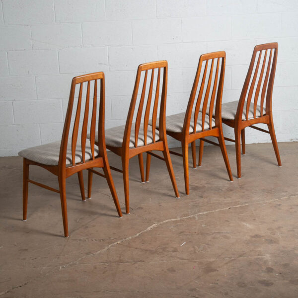 Mid Century Danish Modern Dining Chairs Set 4 Kofoed Eva Teak Wood Grey Hornslet - Image 2