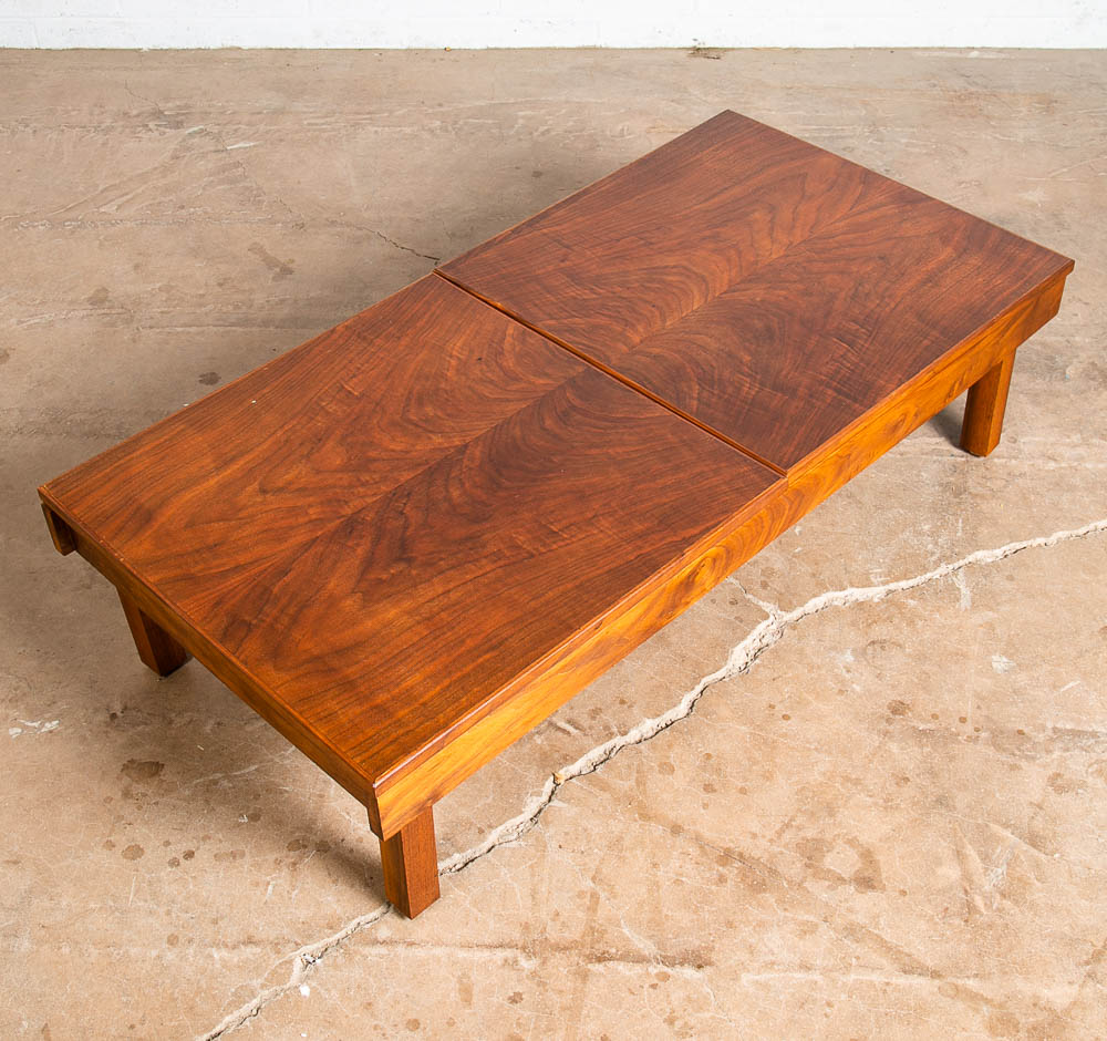 Mid Century Modern Coffee Table Sliding Walnut Brown Saltman Expanding John Keal
