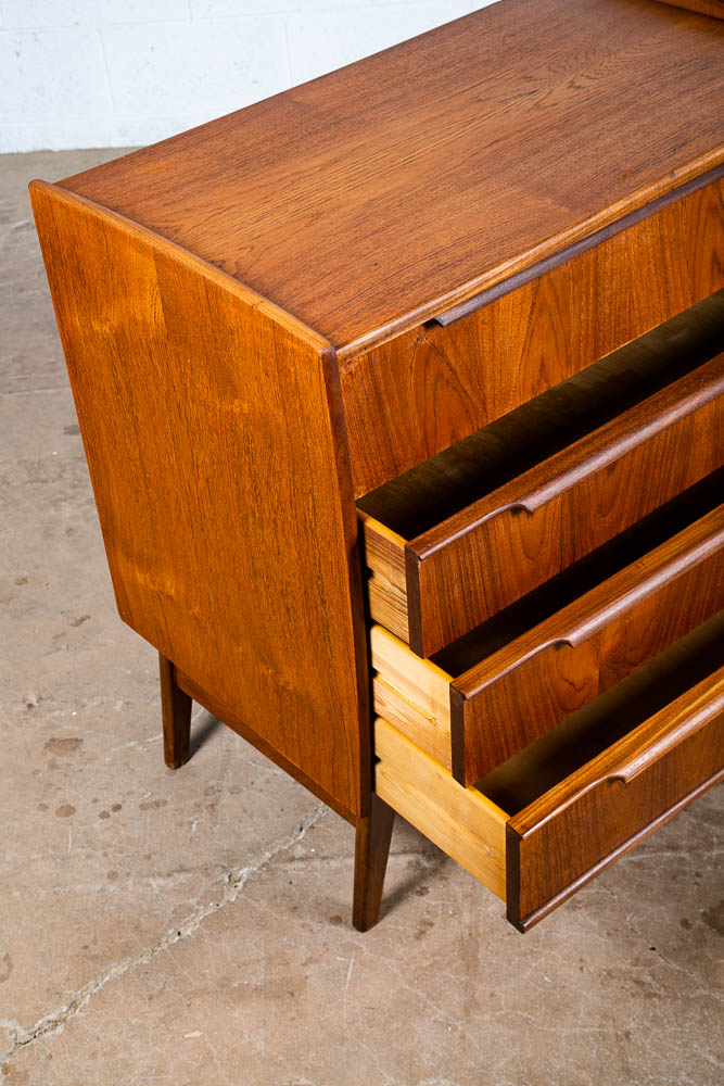 Mid Century Danish Modern Desk Vanity Office Teak 6 Drawer Vintage Denmark - Image 9