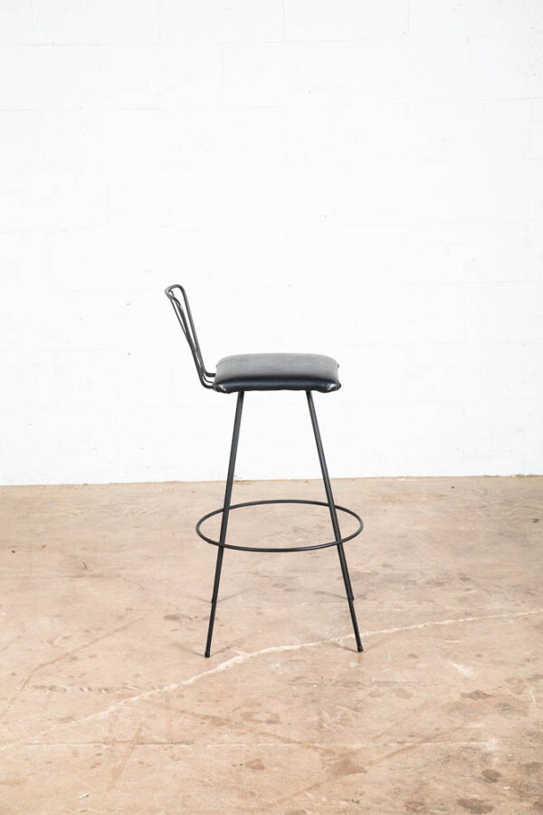 Mid Century Modern Bar Stool Black Metal Back 36.5" High Chair Mcm Round Vintage - Image 10