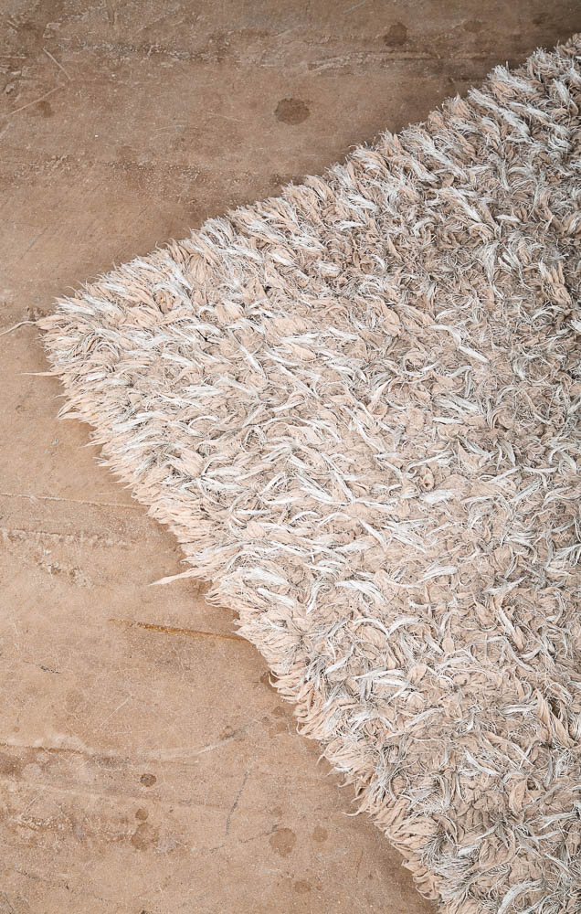 Mid Century Modern Shag Rug Wool Tan Canvas 90x65 Wool Vintage Retro - Image 11