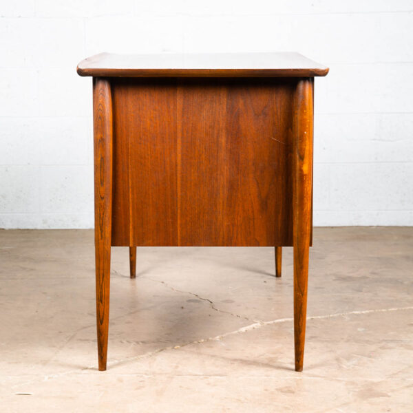 Mid Century Modern Desk Bassett Walnut Office Vintage 4 Drawers Executive Danish - Image 8