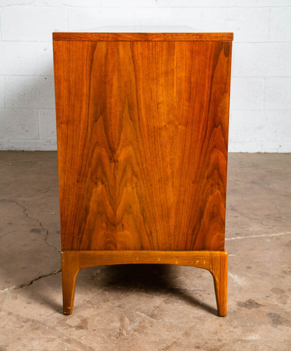Mid Century Modern Dresser Credenza Lane Rhythm Walnut 9 Drawer Wood Danish Cane - Image 5