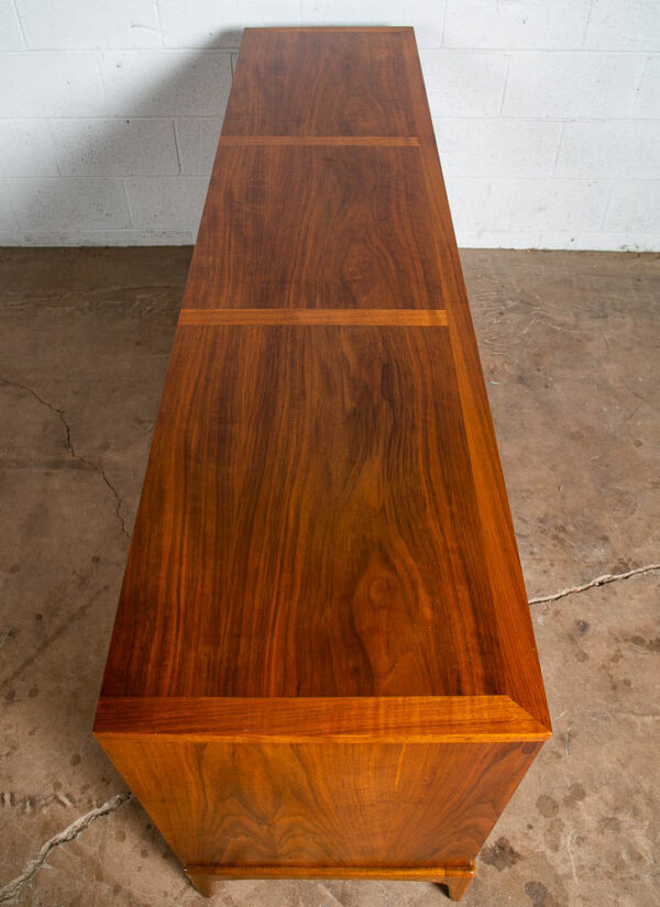Mid Century Modern Dresser Credenza Lane Rhythm Walnut 9 Drawer Wood Danish Cane - Image 4
