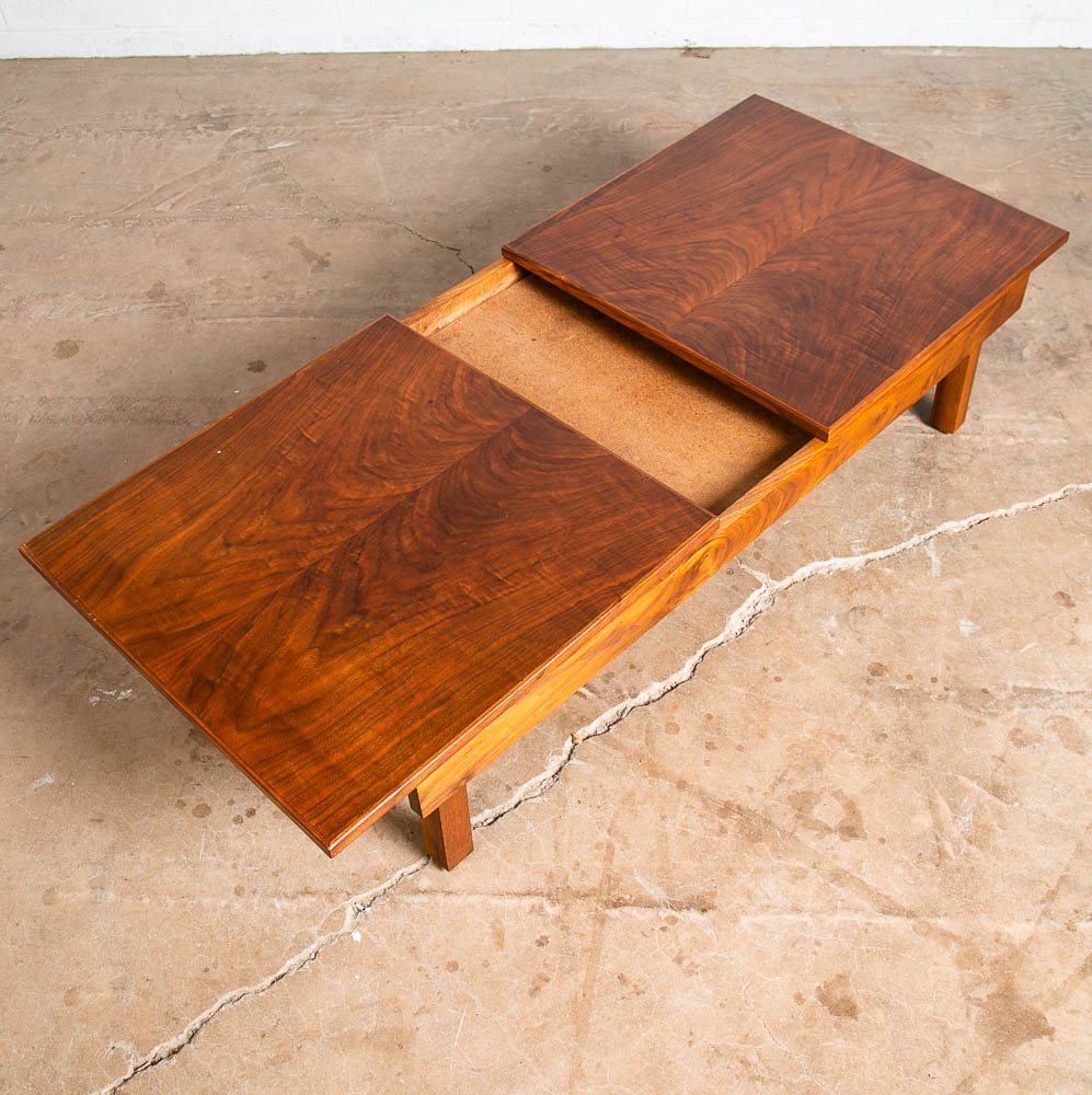 Mid Century Modern Coffee Table Sliding Walnut Brown Saltman Expanding John Keal - Image 7