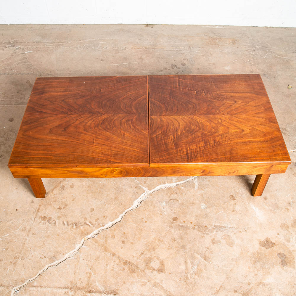 Mid Century Modern Coffee Table Sliding Walnut Brown Saltman Expanding John Keal - Image 2