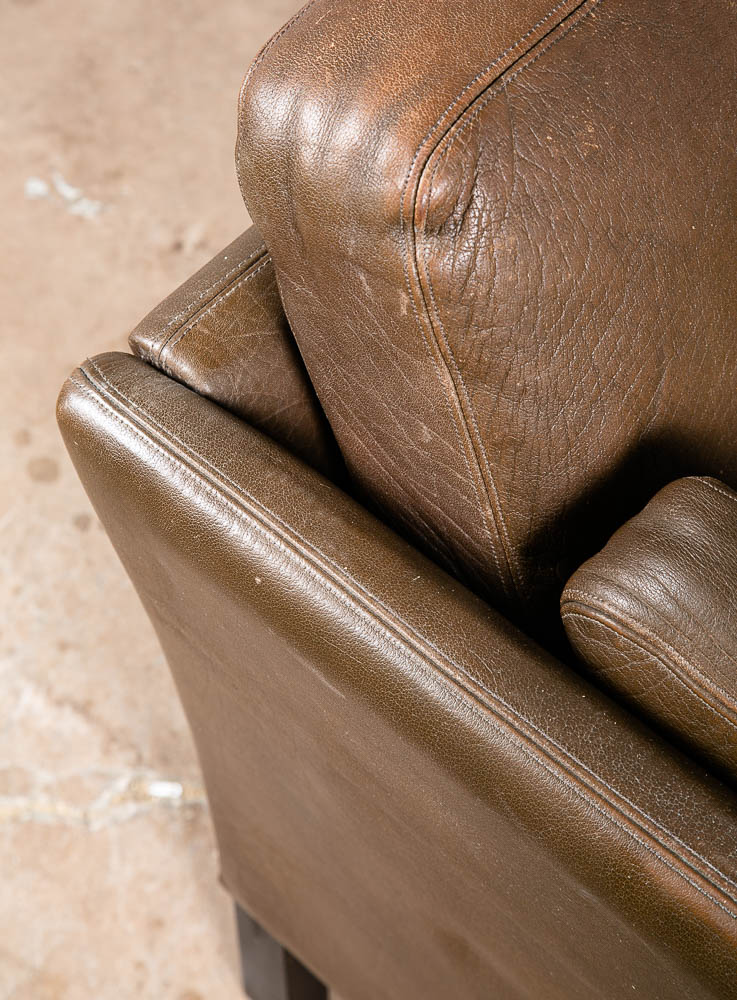 Mid Century Danish Modern Sofa Couch Brown Leather Stouby Borge Mogensen 3 seat - Image 8