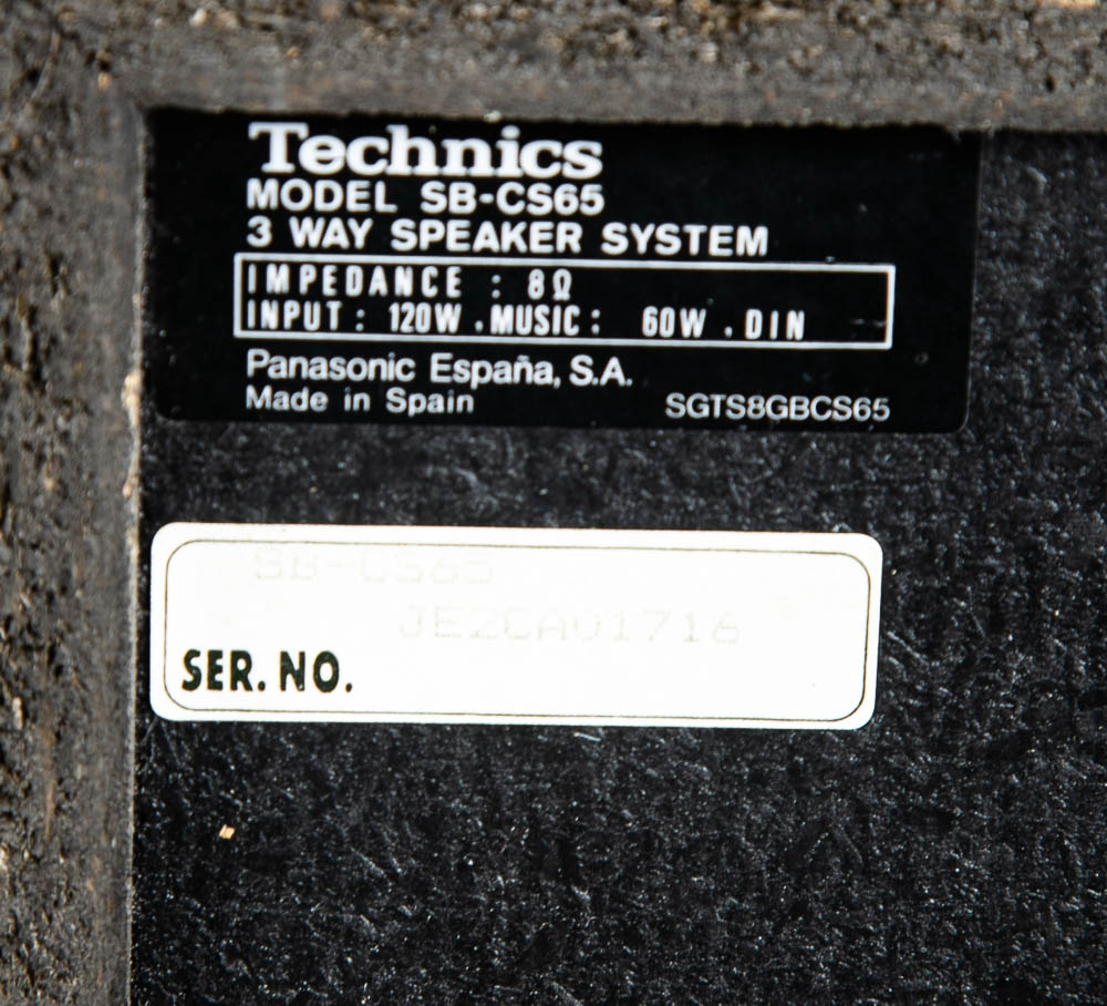 Mid Century Modern Vintage Speakers Technics SB-CS65 92-98 Pair Black Set AS IS - Image 4