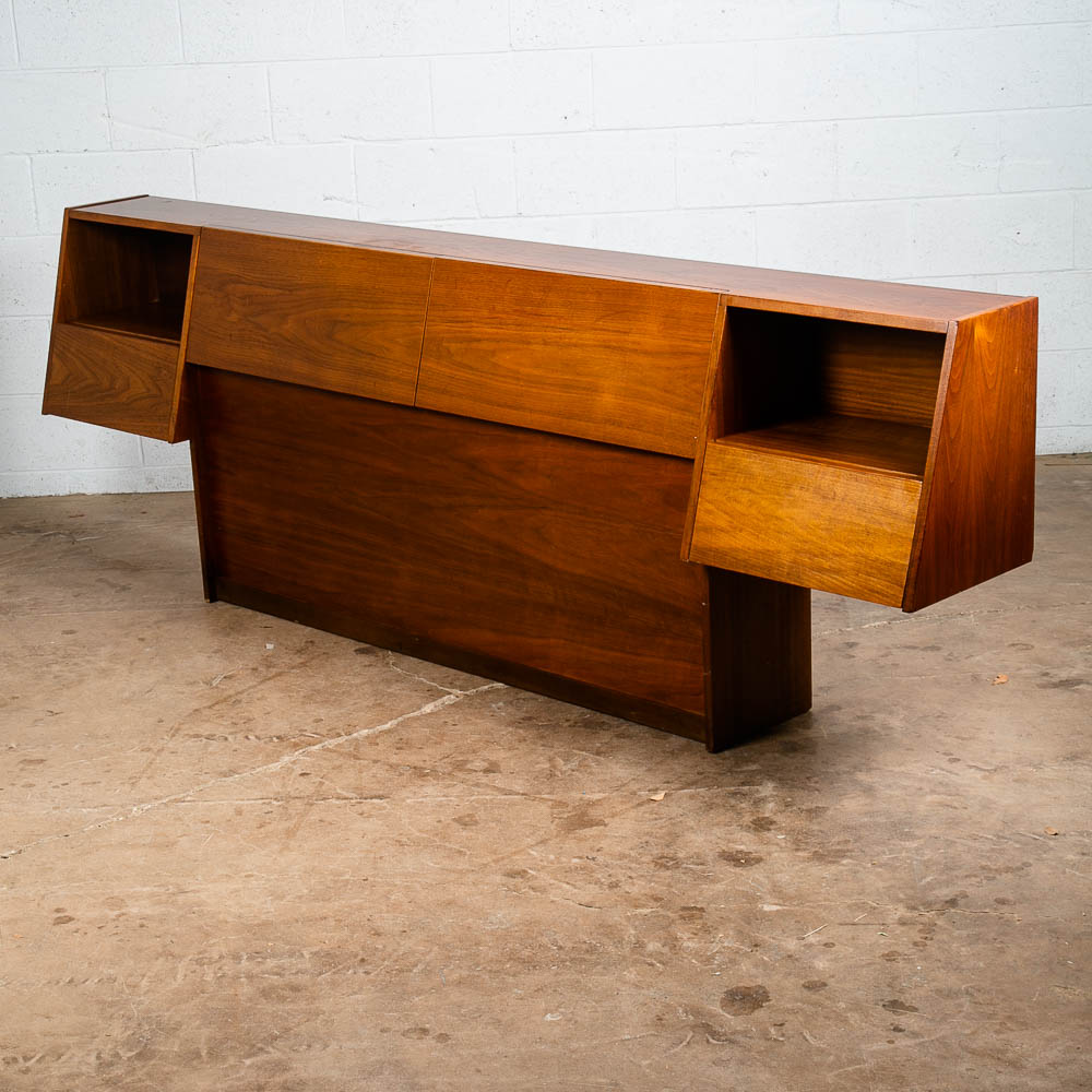 Mid Century Modern Headboard Bed Queen Floating Nightstand Stanley Young Glenn - Image 5