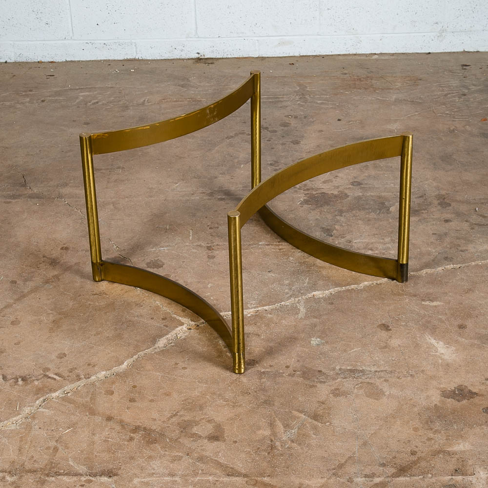 Mid Century Modern Coffee Table Brass Round Glass Vintage Circular Gold Folding - Image 7