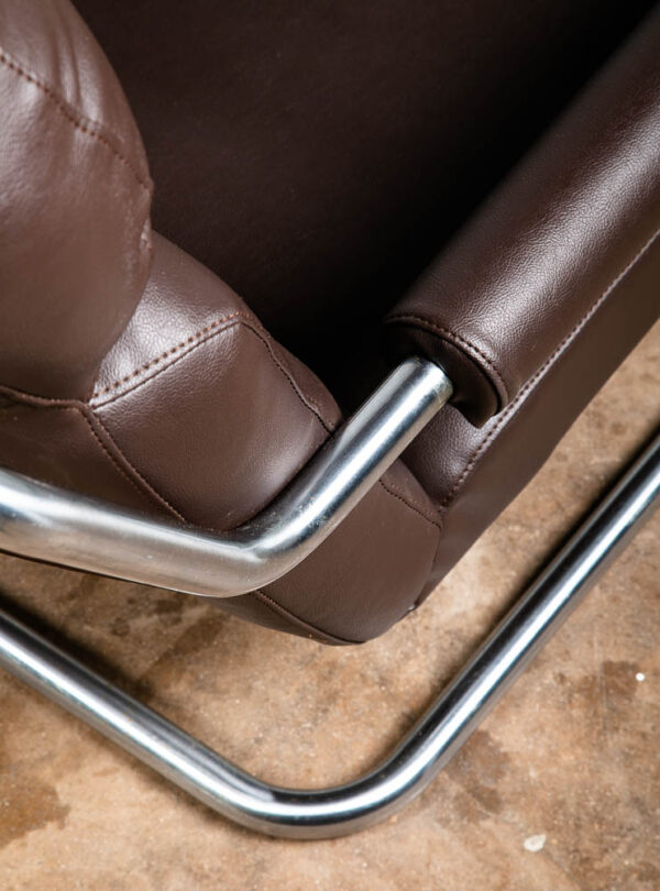 Mid Century Danish Modern Lounge Chair Brown Jan Des Bouvrie Tandem Metal Arms - Image 10