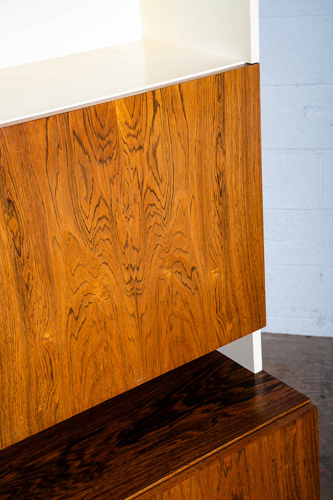 Mid Century Danish Modern Credenza Hutch Cabinet Rosewood Locking White Vintage - Image 11