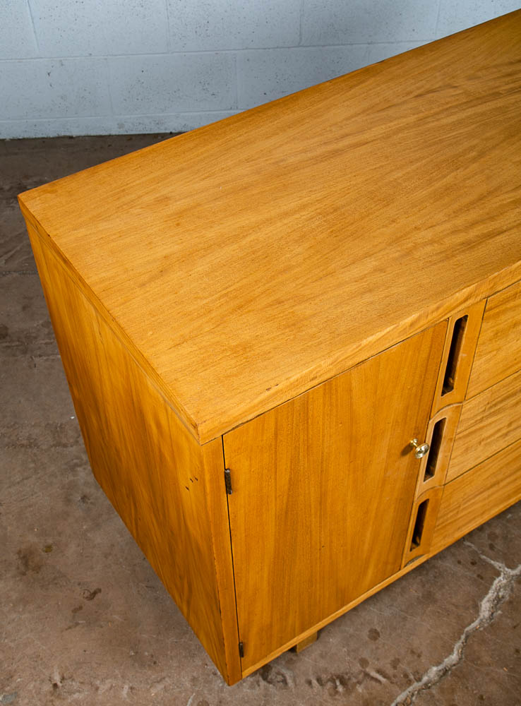 Mid Century Danish Modern Credenza Sideboard Cabinet 3 Drawers Blonde Maple Mcm - Image 6