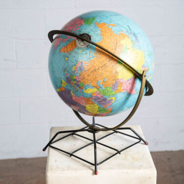 Mid Century Modern Globe Replogle 12 inch metal Frame Black Vintage 1960s Table